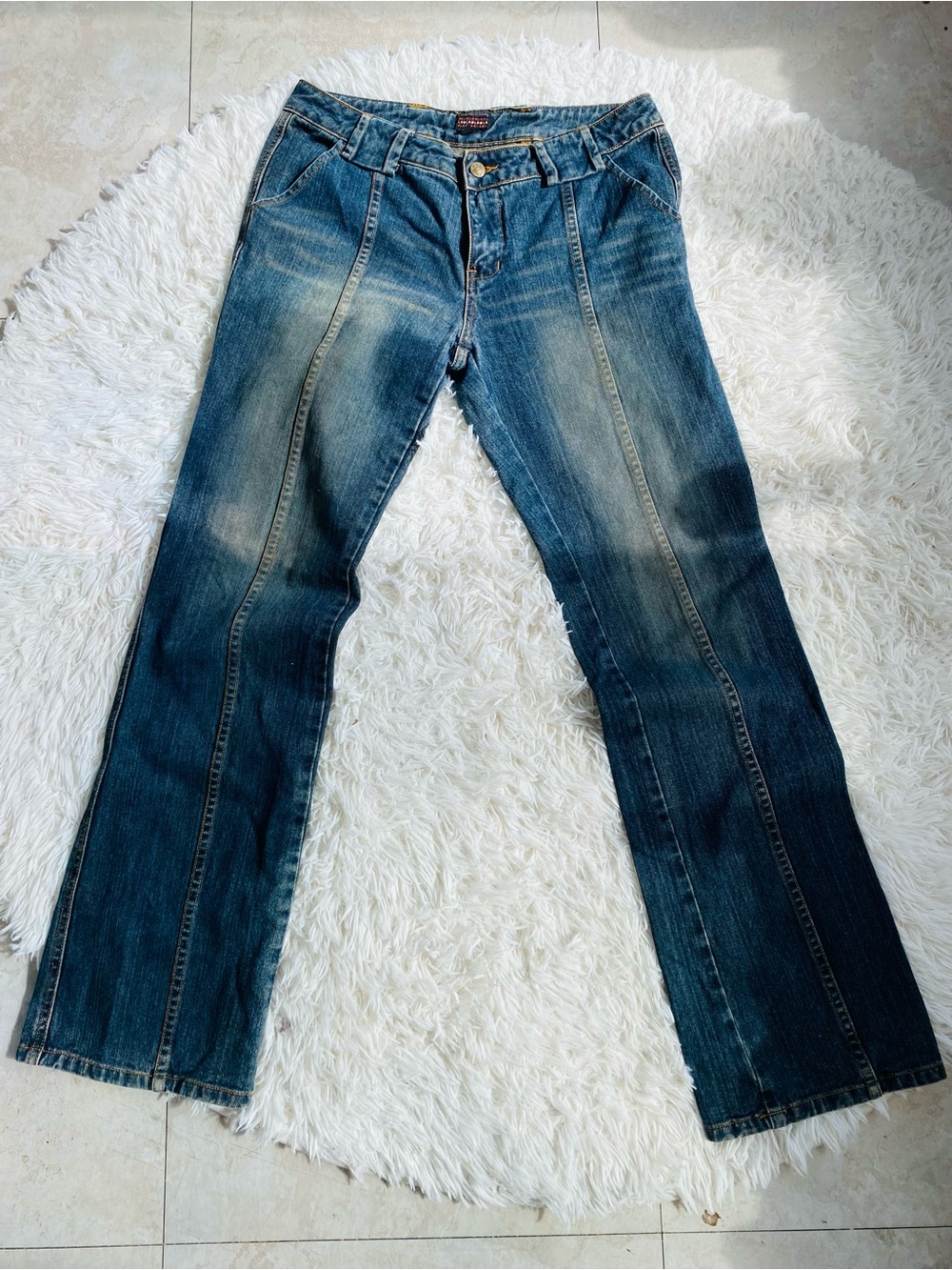 Heart Moon Star Y2K Low Rise Bootcut Jeans Size 8 Medium Wash 100% Cotton